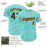 Maxcorners Custom Ice Blue Navy-Gold 3D Pattern Design Burner Costumes Tribal Tattoo Premium Baseball Jersey LM0210