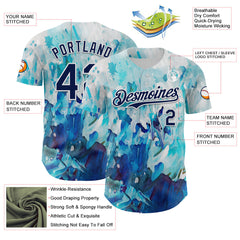 Maxcorners Custom White Navy 3D Pattern Design Burner Costumes Watercolor Paint Premium Baseball Jersey LM0210