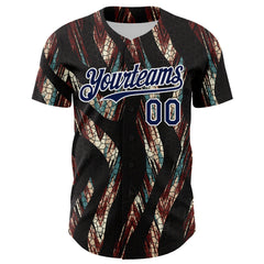 Maxcorners Custom Black Navy-White 3D Pattern Design Burner Costumes Animal Print Premium Baseball Jersey LM0210