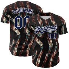 Maxcorners Custom Black Navy-White 3D Pattern Design Burner Costumes Animal Print Authentic Baseball Jersey
 LM0609