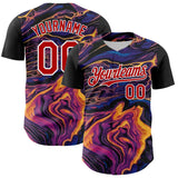 Maxcorners Custom Purple Red-White 3D Pattern Design Burner Costumes Lava Premium Baseball Jersey LM0210