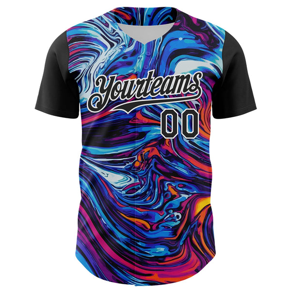 Maxcorners Custom Black White 3D Pattern Design Burner Costumes Lava Premium Baseball Jersey LM0210