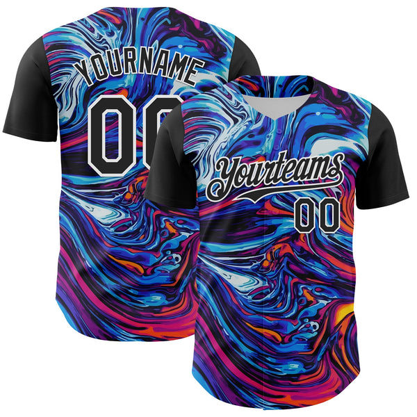 Maxcorners Custom Black White 3D Pattern Design Burner Costumes Lava Premium Baseball Jersey LM0210