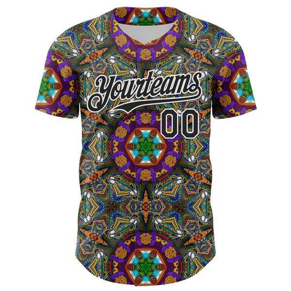 Maxcorners Custom Green Black-White 3D Pattern Design Burner Costumes Geometric Shape Premium Baseball Jersey LM0210