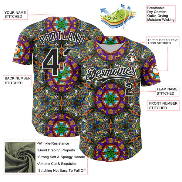 Maxcorners Custom Green Black-White 3D Pattern Design Burner Costumes Geometric Shape Premium Baseball Jersey LM0210