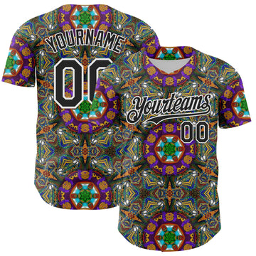 Maxcorners Custom Green Black-White 3D Pattern Design Burner Costumes Geometric Shape Premium Baseball Jersey LM0210