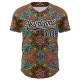 Maxcorners Custom Gold Black-White 3D Pattern Design Burner Costumes Trippy Premium Baseball Jersey LM0210