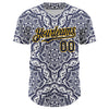 Maxcorners Custom Navy Gold 3D Pattern Design Burner Costumes Damask Premium Baseball Jersey LM0210