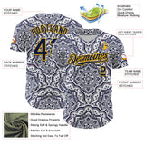 Maxcorners Custom Navy Gold 3D Pattern Design Burner Costumes Damask Premium Baseball Jersey LM0210