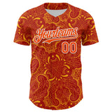 Maxcorners Custom Red Orange Gold-White 3D Pattern Design Burner Costumes Paisley Premium Baseball Jersey LM0210