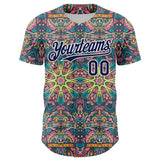 Maxcorners Custom Green Navy-White 3D Pattern Design Burner Costumes Psychedelic Premium Baseball Jersey LM0210
