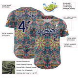 Maxcorners Custom Green Navy-White 3D Pattern Design Burner Costumes Psychedelic Premium Baseball Jersey LM0210