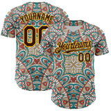 Maxcorners Custom Green Brown-Yellow 3D Pattern Design Burner Costumes Exotic Premium Baseball Jersey LM0210