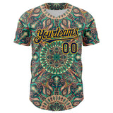 Maxcorners Custom Green Navy-Gold 3D Pattern Design Burner Costumes Psychedelic Premium Baseball Jersey LM0210