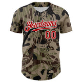 Maxcorners Custom Camo Red-White 3D Pattern Design Burner Costumes Grunge Camo Premium Salute To Service Baseball Jersey LM0210