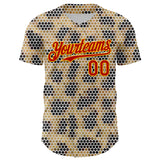 Maxcorners Custom Cream Red-Gold 3D Pattern Design Burner Costumes Leopard Mosaic Premium Baseball Jersey LM0210