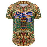 Maxcorners Custom Green Royal White-Orange 3D Pattern Design Burner Costumes Exotic Premium Baseball Jersey LM0210