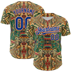Maxcorners Custom Green Royal White-Orange 3D Pattern Design Burner Costumes Exotic Premium Baseball Jersey LM0210