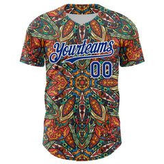 Maxcorners Custom Orange Royal-White 3D Pattern Design Burner Costumes Exotic Premium Baseball Jersey LM0210