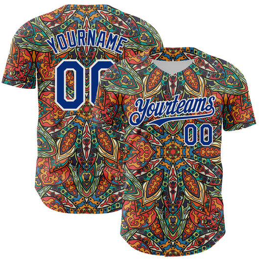 Maxcorners Custom Orange Royal-White 3D Pattern Design Burner Costumes Exotic Authentic Baseball Jersey LM0609