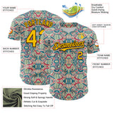 Maxcorners Custom Green Yellow-Brown 3D Pattern Design Burner Costumes Exotic Premium Baseball Jersey LM0210