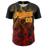 Maxcorners Custom Black Yellow Red-White 3D Pattern Design Rave Party Flame Premium Baseball Jersey LM0210