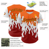 Maxcorners Custom White Orange Red Black-Yellow 3D Pattern Design Rave Party Flame Premium Baseball Jersey LM0210