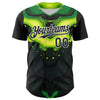Maxcorners Custom Black Green-White 3D Pattern Design Rave Party Poison Liquid Premium Baseball Jersey LM0210