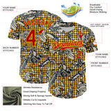 Maxcorners Custom Black Red-Yellow 3D Pattern Design Rave Party Tattoos Disco Premium Baseball Jersey LM0210