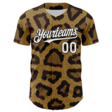 Maxcorners Custom Brown White-Black 3D Pattern Design Rave Party Animal Leopard Print Premium Baseball Jersey LM0210