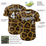 Maxcorners Custom Brown White-Black 3D Pattern Design Rave Party Animal Leopard Print Premium Baseball Jersey LM0210