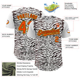 Maxcorners Custom White Orange Black-Yellow 3D Pattern Design Rave Party Animal Zebra Print Premium Baseball Jersey LM0210