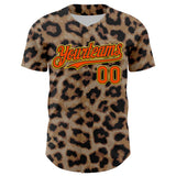 Maxcorners Custom Brown Orange Black-Yellow 3D Pattern Design Rave Party Animal Leopard Print Premium Baseball Jersey LM0210