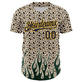 Maxcorners Custom Cream Navy-Gold 3D Pattern Design Rave Party Animal Leopard Print Premium Baseball Jersey LM0210