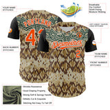 Maxcorners Custom Black Orange-White 3D Pattern Design Rave Party Animal Snake Python Print Premium Baseball Jersey LM0210