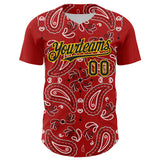 Maxcorners Custom Red Black-Gold 3D Pattern Design Rave Party Paisley Bandana Premium Baseball Jersey LM0210