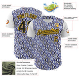 Maxcorners Custom White Black Royal-Gold 3D Pattern Design Rave Party Monogram Geometric Shape Premium Baseball Jersey LM0210