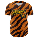 Maxcorners Custom Orange Black-Gold 3D Pattern Design Rave Party Tiger Print Premium Baseball Jersey LM0210