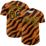 Maxcorners Custom Orange Black-Gold 3D Pattern Design Rave Party Tiger Print Premium Baseball Jersey LM0210