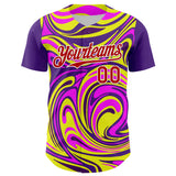 Maxcorners Custom Purple Red-White 3D Pattern Design Rave Party Marble Lava Premium Baseball Jersey LM0210
