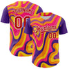 Maxcorners Custom Purple Red-White 3D Pattern Design Rave Party Marble Lava Premium Baseball Jerseys LM0210