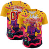Maxcorners Custom Gold Red-White 3D Pattern Design Rave Party Trippy Disco Premium Baseball Jersey LM0210