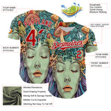Maxcorners Custom Green Red-White 3D Pattern Design Rave Party Trippy Magic Mushroom Premium Baseball Jersey LM0210