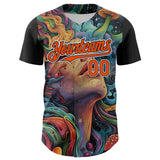 Maxcorners Custom Green Orange Black-White 3D Pattern Design Rave Party Trippy Magic Mushroom Premium Baseball Jersey LM0210