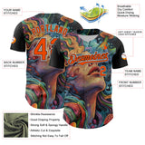 Maxcorners Custom Green Orange Black-White 3D Pattern Design Rave Party Trippy Magic Mushroom Premium Baseball Jersey LM0210