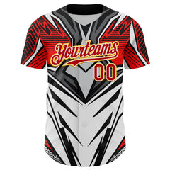Maxcorners Custom White Red Black-Yellow 3D Pattern Design Burner Costumes Cyber Punk Premium Baseball Jersey LM0210