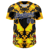 Maxcorners Custom Black Navy Yellow-White 3D Pattern Design Burner Costumes Flame Premium Baseball Jersey LM0210
