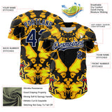 Maxcorners Custom Black Navy Yellow-White 3D Pattern Design Burner Costumes Flame Premium Baseball Jersey LM0210