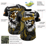 Maxcorners Custom Black Brown Yellow-White 3D Pattern Design Burner Costumes Skull Premium Baseball Jersey LM0210