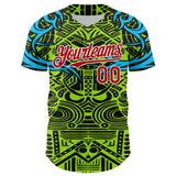 Maxcorners Custom Green Red Blue Black-White 3D Pattern Design Burner Costumes Tribal Premium Baseball Jersey LM0210